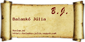 Balaskó Júlia névjegykártya