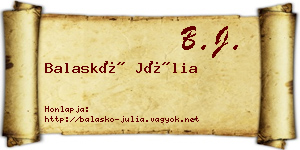 Balaskó Júlia névjegykártya
